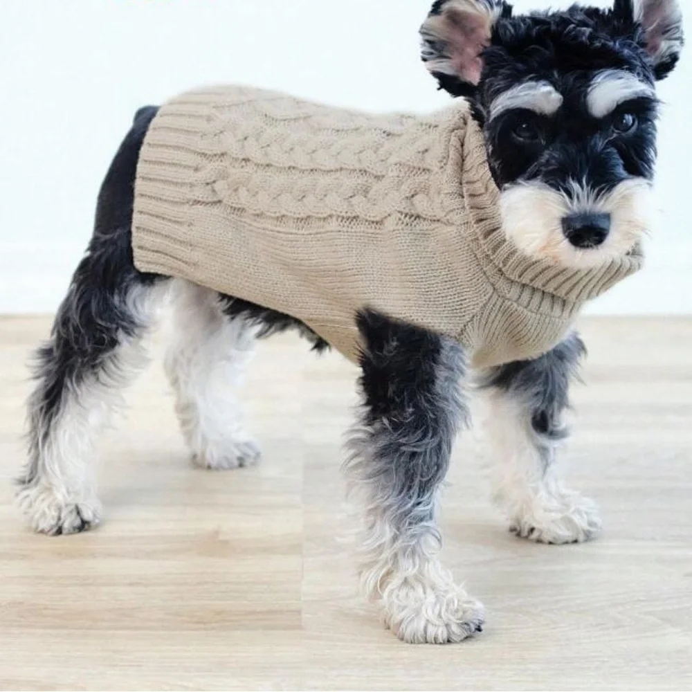 SHEIN Tan Cable Knit Dog Sweater